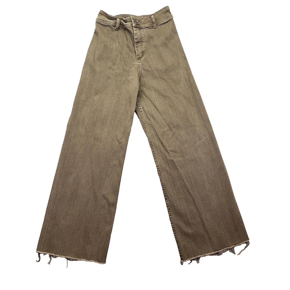 Miou Muse Black Jeans Women's Sz M Fits 24" Brown Wide Leg Raw Hem High Rise Y2K